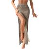 imageSHENHE Womens Crochet Swim Cover Up High Slit Sheer Long Beach Skirt Cover UpMocha Brown
