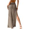 imageSHENHE Womens Crochet Swim Cover Up High Slit Sheer Long Beach Skirt Cover UpMocha Brown