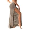 imageSHENHE Womens Crochet Swim Cover Up High Slit Sheer Long Beach Skirt Cover UpMocha Brown