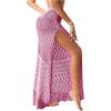 imageSHENHE Womens Crochet Swim Cover Up High Slit Sheer Long Beach Skirt Cover UpRed Violet