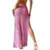 imageSHENHE Womens Crochet Swim Cover Up High Slit Sheer Long Beach Skirt Cover UpRed Violet