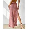 imageSHENHE Womens Crochet Swim Cover Up High Slit Sheer Long Beach Skirt Cover UpRusty Rose
