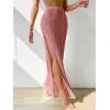 imageSHENHE Womens Crochet Swim Cover Up High Slit Sheer Long Beach Skirt Cover UpRusty Rose