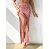imageSHENHE Womens Crochet Swim Cover Up High Slit Sheer Long Beach Skirt Cover UpRusty Rose