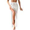 imageSHENHE Womens Crochet Swim Cover Up High Slit Sheer Long Beach Skirt Cover UpWhite