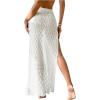 imageSHENHE Womens Crochet Swim Cover Up High Slit Sheer Long Beach Skirt Cover UpWhite