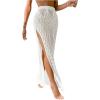 imageSHENHE Womens Crochet Swim Cover Up High Slit Sheer Long Beach Skirt Cover UpWhite