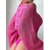 imageSHENHE Womens Hollow Out Crochet Boat Neck Long Sleeve Sheer Crop Swimsuit Cover Up TopHot Pink