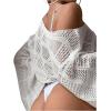 imageSHENHE Womens Hollow Out Crochet Boat Neck Long Sleeve Sheer Crop Swimsuit Cover Up TopWhite