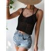 imageSHENHE Womens Hollow Out Crochet Scoop Neck Sleeveless Cami Top Bikini Cover UpsBlack
