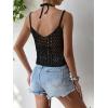 imageSHENHE Womens Hollow Out Crochet Scoop Neck Sleeveless Cami Top Bikini Cover UpsBlack