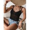 imageSHENHE Womens Hollow Out Crochet Scoop Neck Sleeveless Cami Top Bikini Cover UpsBlack