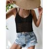 imageSHENHE Womens Hollow Out Crochet Scoop Neck Sleeveless Cami Top Bikini Cover UpsBlack