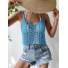 imageSHENHE Womens Hollow Out Crochet Scoop Neck Sleeveless Cami Top Bikini Cover UpsBlue