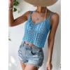 imageSHENHE Womens Hollow Out Crochet Scoop Neck Sleeveless Cami Top Bikini Cover UpsBlue
