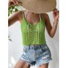 imageSHENHE Womens Hollow Out Crochet Scoop Neck Sleeveless Cami Top Bikini Cover UpsGreen