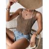 imageSHENHE Womens Hollow Out Crochet Scoop Neck Sleeveless Cami Top Bikini Cover UpsMocha Brown
