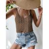 imageSHENHE Womens Hollow Out Crochet Scoop Neck Sleeveless Cami Top Bikini Cover UpsMocha Brown