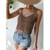 imageSHENHE Womens Hollow Out Crochet Scoop Neck Sleeveless Cami Top Bikini Cover UpsMocha Brown