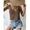 imageSHENHE Womens Hollow Out Crochet Scoop Neck Sleeveless Cami Top Bikini Cover UpsMocha Brown