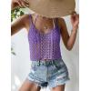 imageSHENHE Womens Hollow Out Crochet Scoop Neck Sleeveless Cami Top Bikini Cover UpsPurple