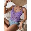 imageSHENHE Womens Hollow Out Crochet Scoop Neck Sleeveless Cami Top Bikini Cover UpsPurple