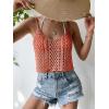 imageSHENHE Womens Hollow Out Crochet Scoop Neck Sleeveless Cami Top Bikini Cover UpsRust Brown