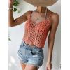 imageSHENHE Womens Hollow Out Crochet Scoop Neck Sleeveless Cami Top Bikini Cover UpsRust Brown
