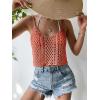 imageSHENHE Womens Hollow Out Crochet Scoop Neck Sleeveless Cami Top Bikini Cover UpsRust Brown