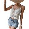 imageSHENHE Womens Hollow Out Crochet Scoop Neck Sleeveless Cami Top Bikini Cover UpsWhite