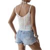 imageSHENHE Womens Hollow Out Crochet Scoop Neck Sleeveless Cami Top Bikini Cover UpsWhite