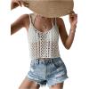 imageSHENHE Womens Hollow Out Crochet Scoop Neck Sleeveless Cami Top Bikini Cover UpsWhite