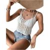 imageSHENHE Womens Hollow Out Crochet Scoop Neck Sleeveless Cami Top Bikini Cover UpsWhite