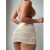 imageSHENHE Womens Knitted Hollow Out Swimsuit Bikini Cover Up Beach SkirtsFitted Apricot