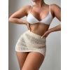 imageSHENHE Womens Knitted Hollow Out Swimsuit Bikini Cover Up Beach SkirtsFitted Apricot