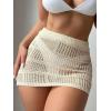 imageSHENHE Womens Knitted Hollow Out Swimsuit Bikini Cover Up Beach SkirtsFitted Apricot