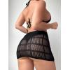 imageSHENHE Womens Knitted Hollow Out Swimsuit Bikini Cover Up Beach SkirtsFitted Black