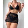 imageSHENHE Womens Knitted Hollow Out Swimsuit Bikini Cover Up Beach SkirtsFitted Black
