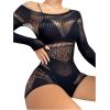 imageSHENHE Womens Mesh Hollow Out Backless Sleeveless Halter Babydoll Lingerie Dress Fishnet RomperFishnet Romper