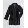 imageSHENHE Womens Sheer Button Up Long Sleeve Beach Kimono Cover Up Shirt Sun DressesBlack