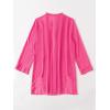 imageSHENHE Womens Sheer Button Up Long Sleeve Beach Kimono Cover Up Shirt Sun DressesHot Pink