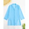 imageSHENHE Womens Sheer Button Up Long Sleeve Beach Kimono Cover Up Shirt Sun DressesLight Blue