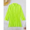 imageSHENHE Womens Sheer Button Up Long Sleeve Beach Kimono Cover Up Shirt Sun DressesLime Green