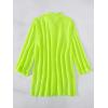 imageSHENHE Womens Sheer Button Up Long Sleeve Beach Kimono Cover Up Shirt Sun DressesLime Green