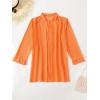 imageSHENHE Womens Sheer Button Up Long Sleeve Beach Kimono Cover Up Shirt Sun DressesOrange