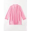 imageSHENHE Womens Sheer Button Up Long Sleeve Beach Kimono Cover Up Shirt Sun DressesPink