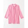 imageSHENHE Womens Sheer Button Up Long Sleeve Beach Kimono Cover Up Shirt Sun DressesPink