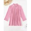 imageSHENHE Womens Sheer Button Up Long Sleeve Beach Kimono Cover Up Shirt Sun DressesPink a