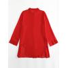 imageSHENHE Womens Sheer Button Up Long Sleeve Beach Kimono Cover Up Shirt Sun DressesRed