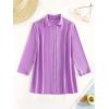 imageSHENHE Womens Sheer Button Up Long Sleeve Beach Kimono Cover Up Shirt Sun DressesViolet Purple